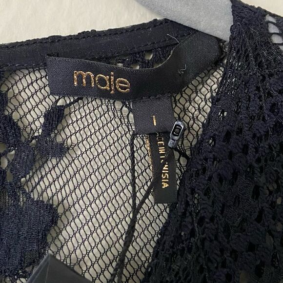 NWT Maje Riletta Maxi Black Dress Lace Sheer Floral Size S - Picture 12 of 14